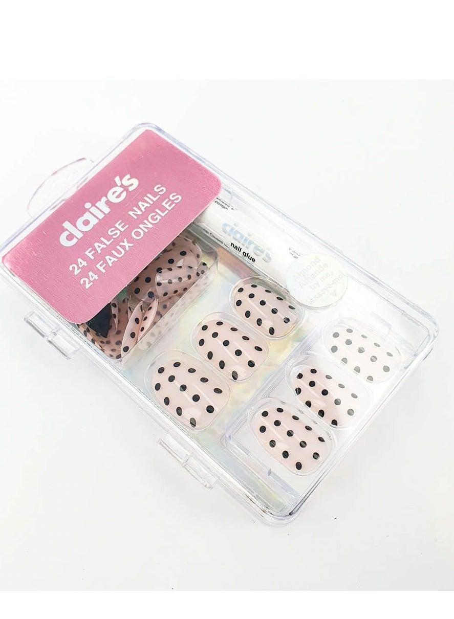 Elegant Polka Dots Nude Faux Nails CL14089 - Image 1