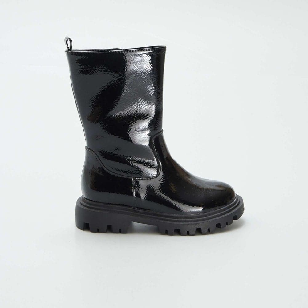 Elegant Black Patent Ankle Boots for Girls - Image 1