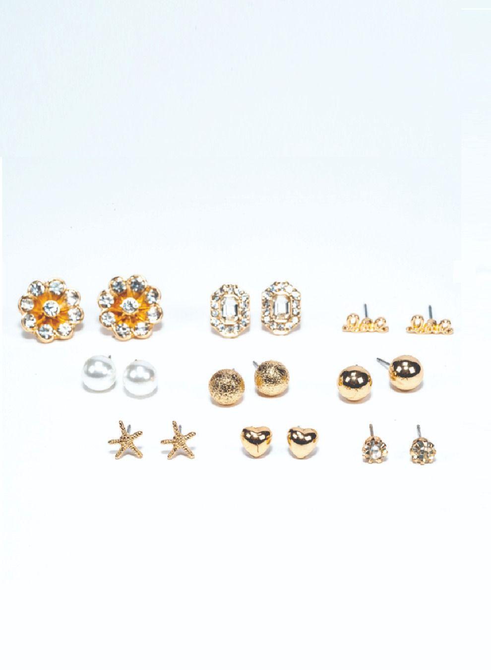 AMICA Mix & Match Stud Earrings Set of 9: Versatile Elegance - Image 1