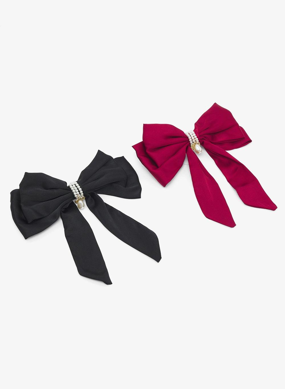 Tg0357 Twin Pack Multicolored Embellished Bow Clips - Image 1