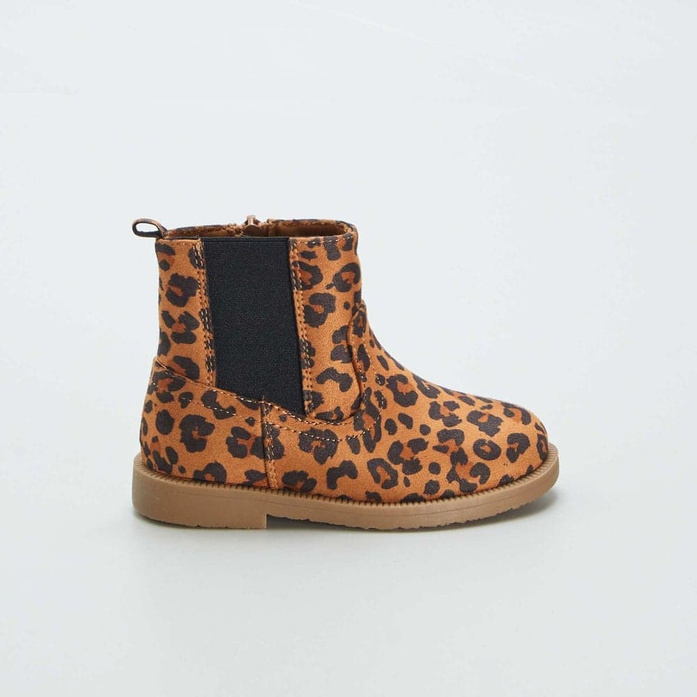Elegant Leopard Chelsea Boots BROWN for Girls - Image 1