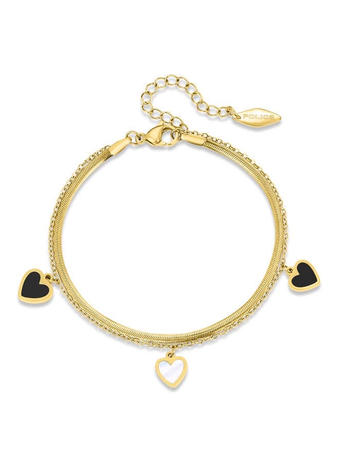 POLICE Devote Women's Bracelet: Dual-Layered Hearts and Gold - Image 1