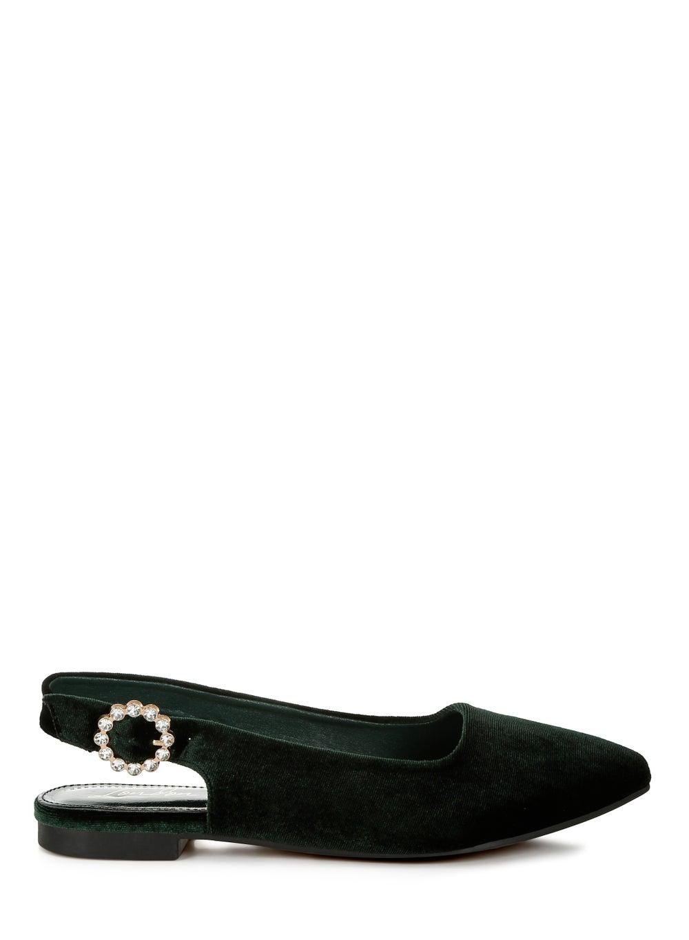Sh5076 Green Velvet Slingback Elegance for Stylish Evenings - Image 1