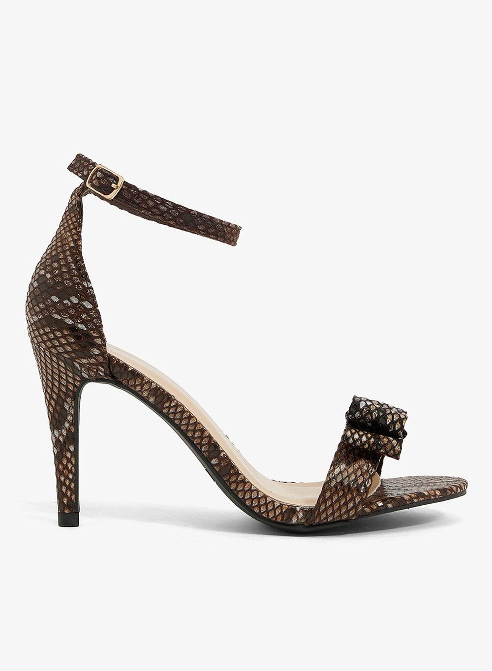 Elegant Brown Bow-Adorned High Heel Sandals F10904Bq1 - Image 1