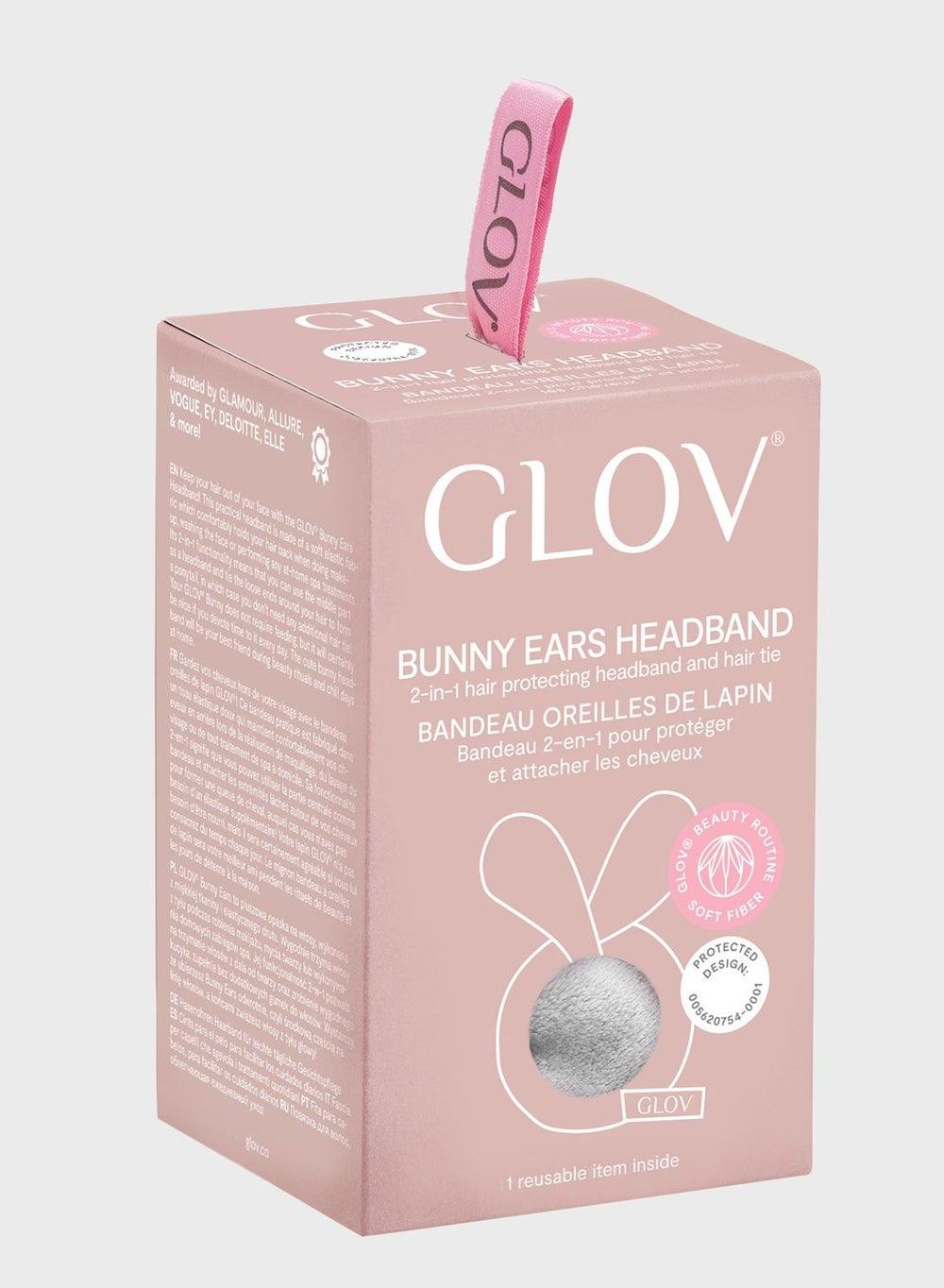 Glov Bunny Ears Grey Headband - Effortless Chic for Skincare - Image 1