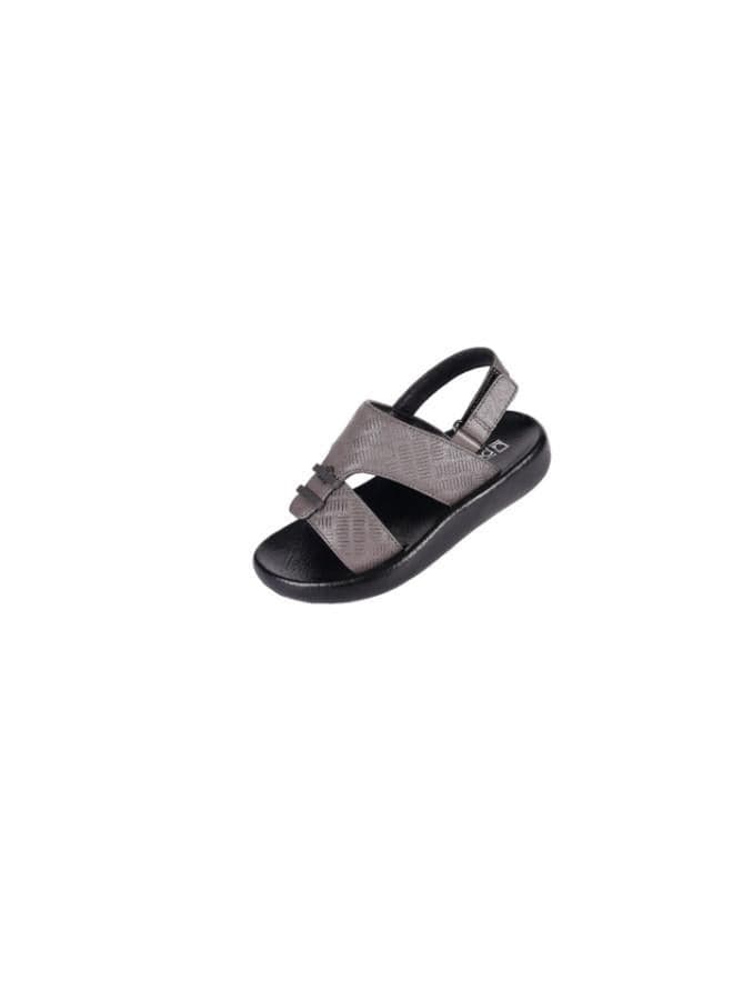 Barjeel Uno 008-3574 B-63073 Grey Boys' Arabic Leather Sandals - Image 1