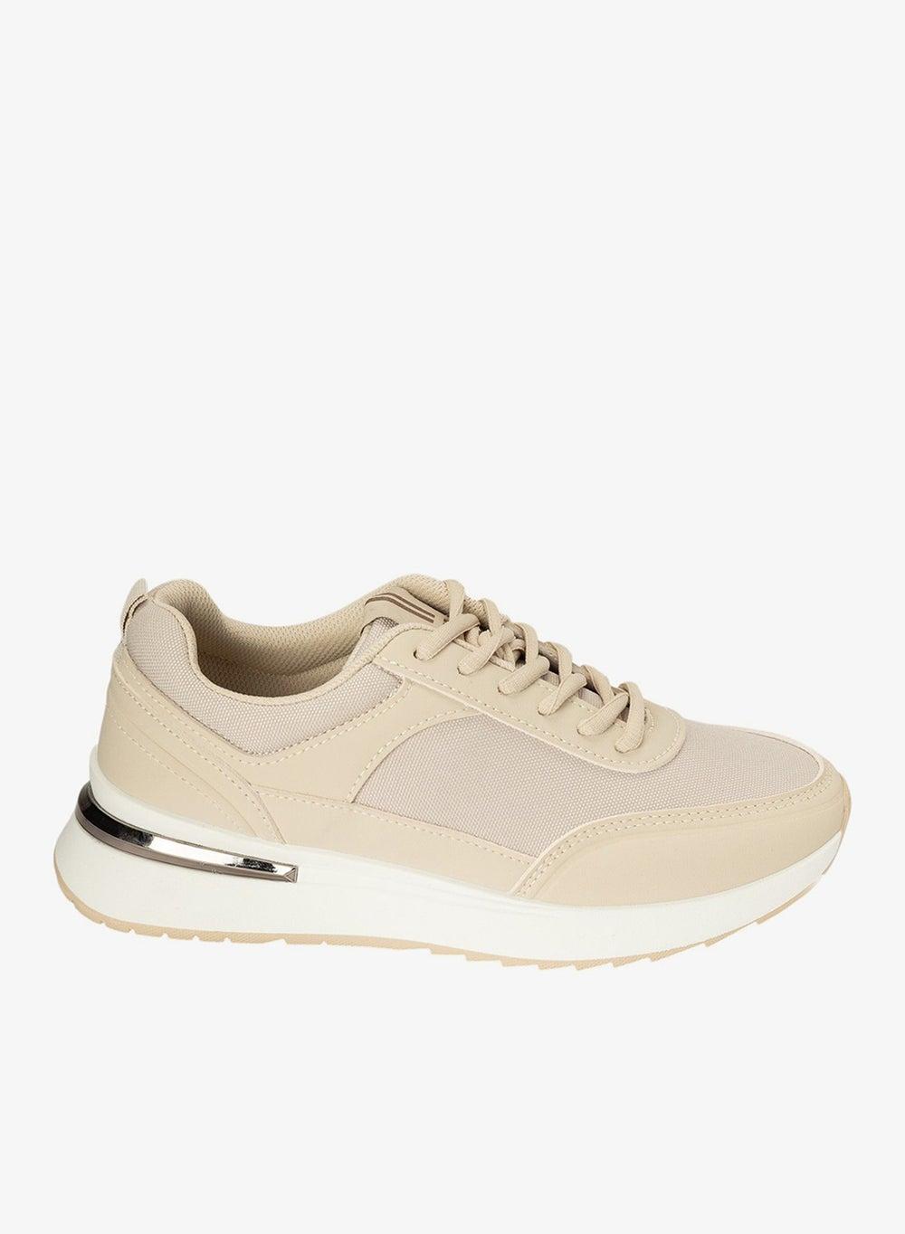 North Star Beige Chunky Sole Low-Top Sneakers - Image 1