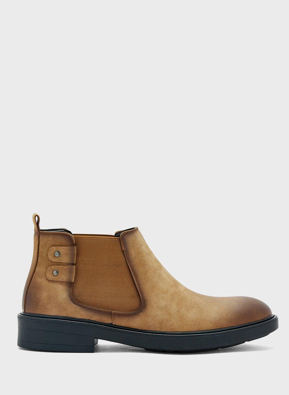 B 3429 Elegant Nubuck Chelsea Ankle Boots in Brown - Image 1