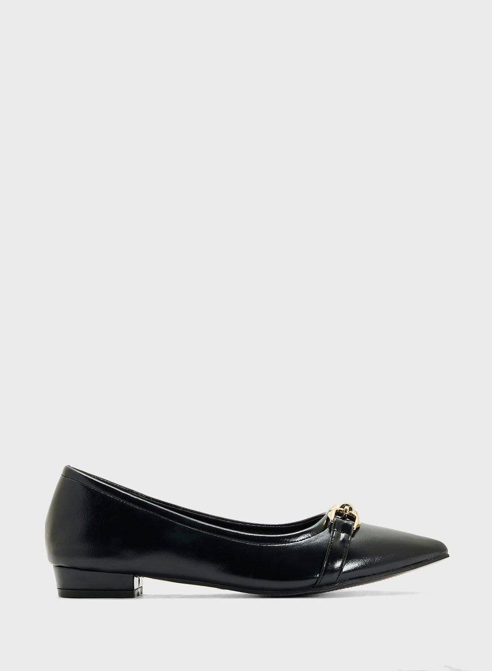 Elegant X2503 137 Pointed Black Ballerina Flat for Women - Image 1