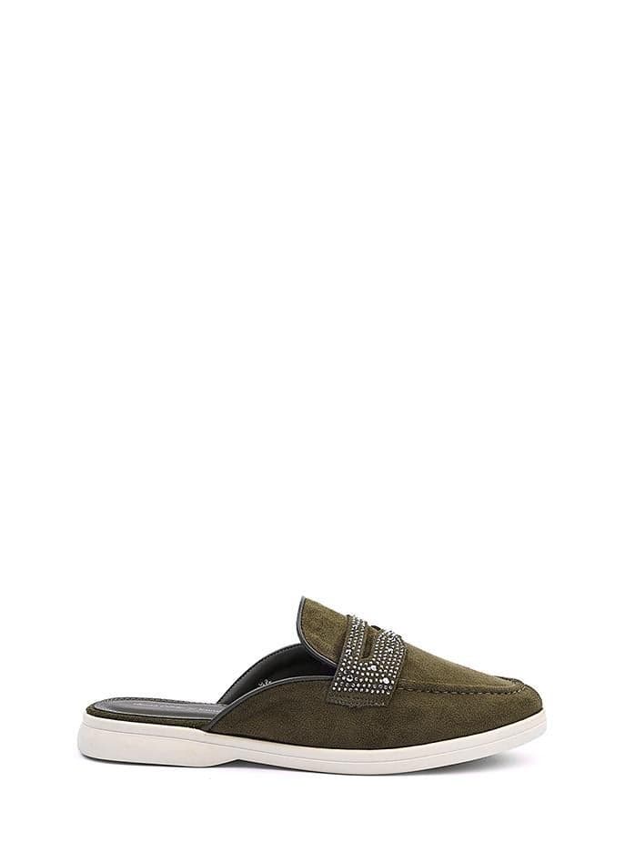 Elegant Women's Suede Mule Loafers in D.Pistachio - Image 1