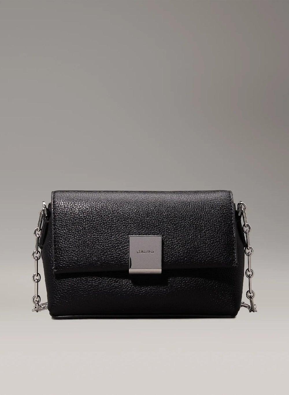 CALVIN KLEIN Black Caviar Women's Crossbody Bag with CK Plaque - Image 1