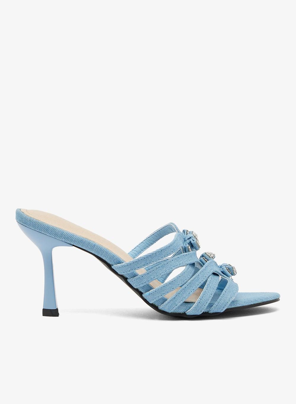 Blue Buckle Wrap Mid Heel Sandals - Xz256034 - Image 1