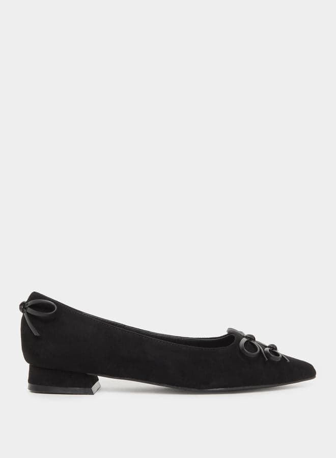 Elegant Black Pointed Toe Bow Ballerinas - Styli Collection - Image 1