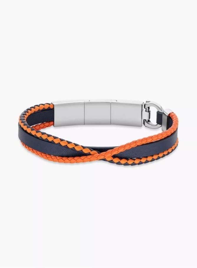 CERRUTI 1881 190 x 20: Navy & Orange Leather Bracelet - Image 1