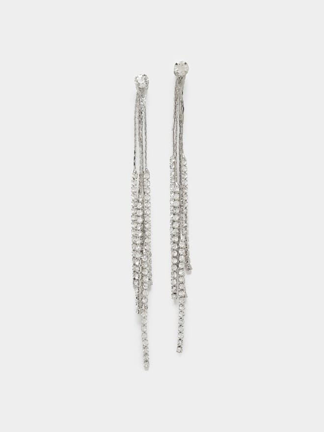 Styli Embellished Tassel Drop Earrings – Elegant & Bold - Image 1