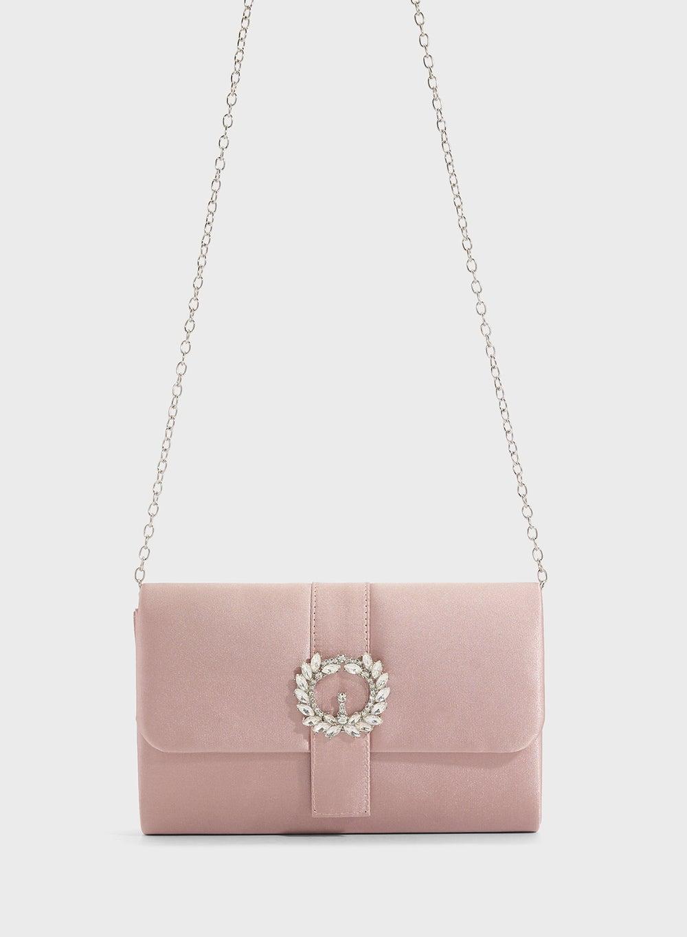 Ella Limited Edition Luxury Satin Clutch with Embellished Trim - Image 1