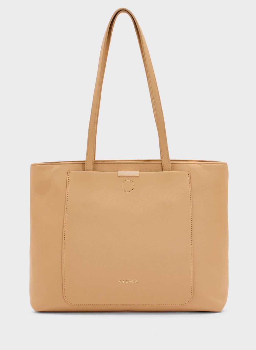 Khizana Chic Everyday Tote with Elegant Metal Trim - Image 1