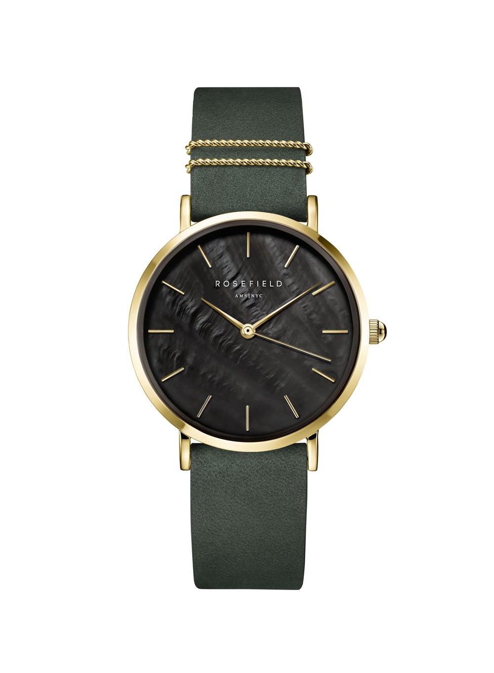 Rosefield West Village W95 Forest Green & Black MOP Rosegold Watch - Image 1