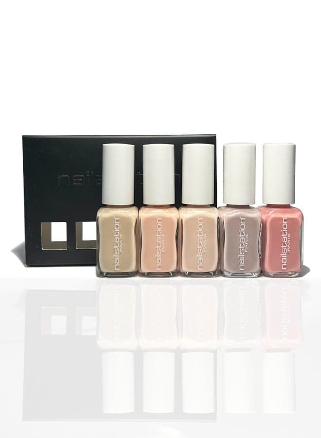 Elegant Opaque Glossy Nude Nail Polish Set of 5 - Image 1