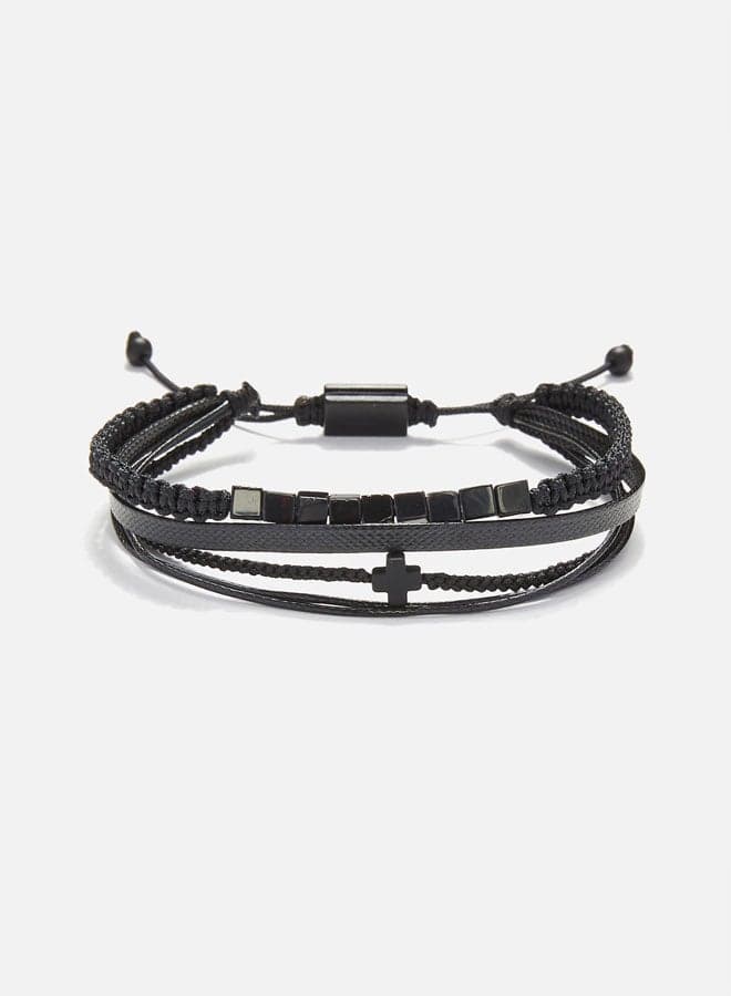 CHRYSOSTOMOS Bold Multi-Line Hematite Bracelet for Men - Image 1