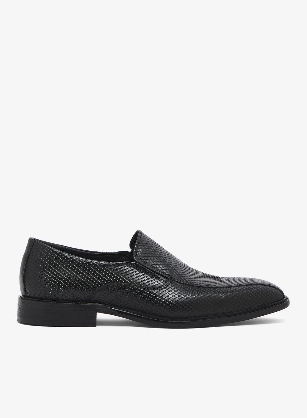 Elegant Hp372 04294 Black Genuine Leather Slip Ons - Image 1