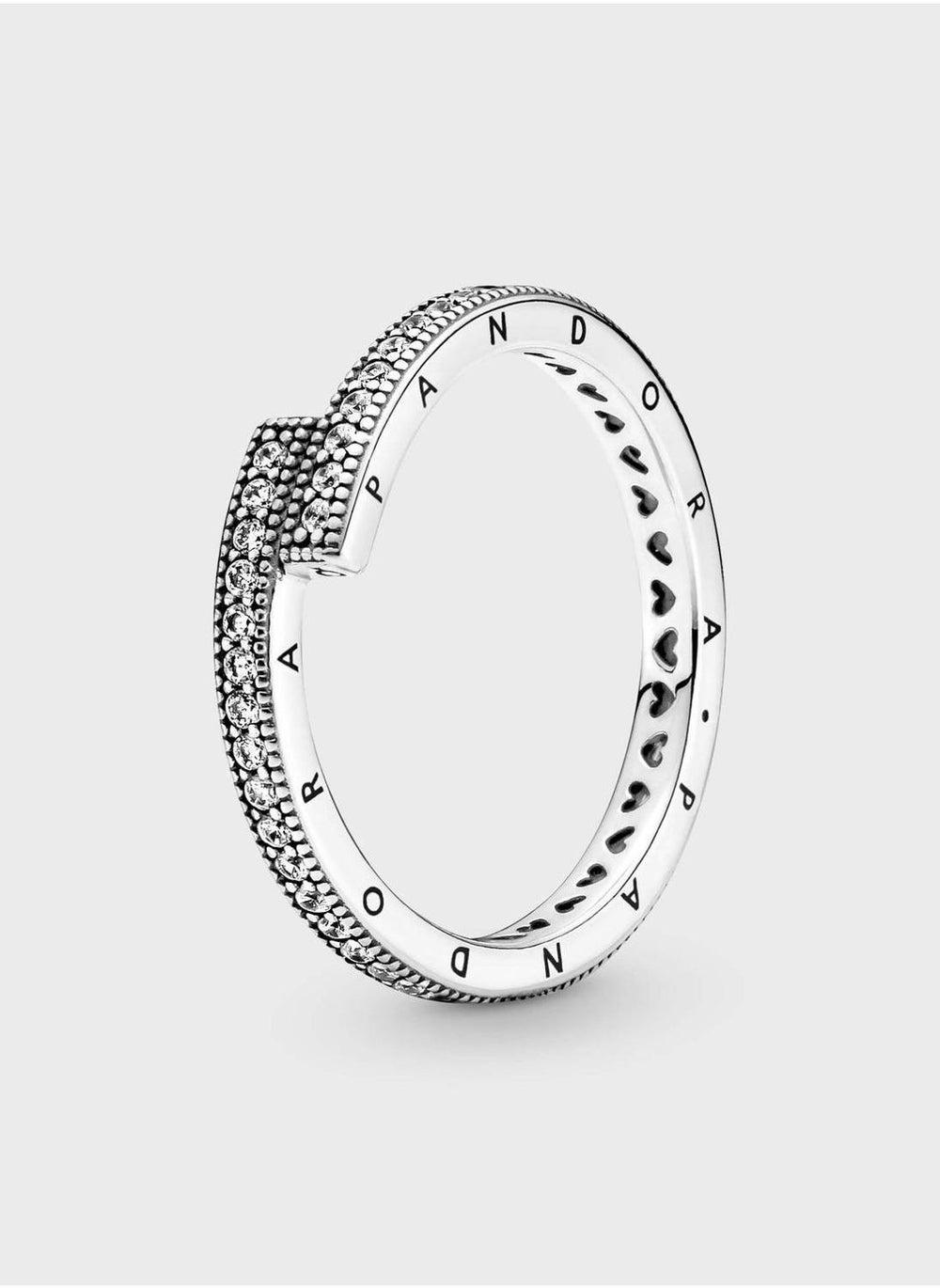 PANDORA Sterling Silver Sparkling Overlapping Women's Ring - Image 1
