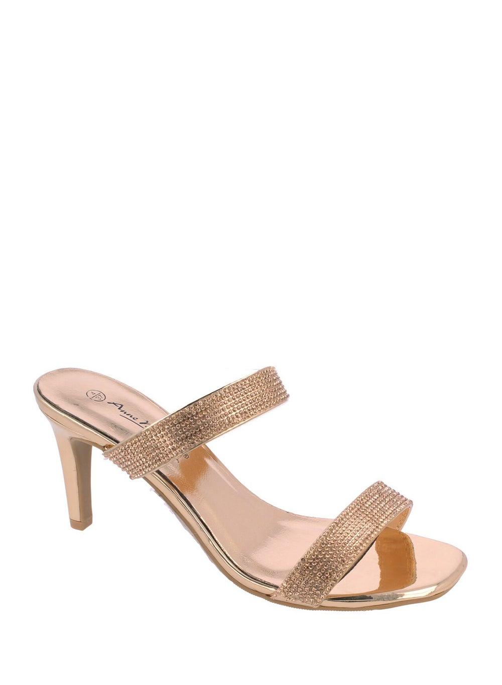 Rose Gold Glitter Double Strap Mule - F10985Xm1 - Image 1