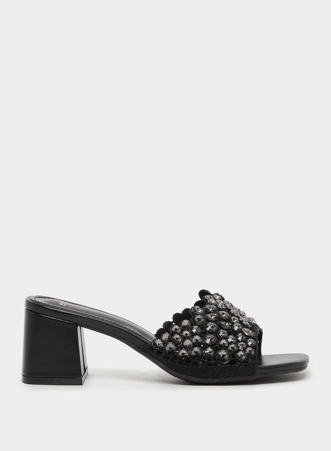 Elegant Styli Embellished Black Heel Sandals 7011735701 - Image 1