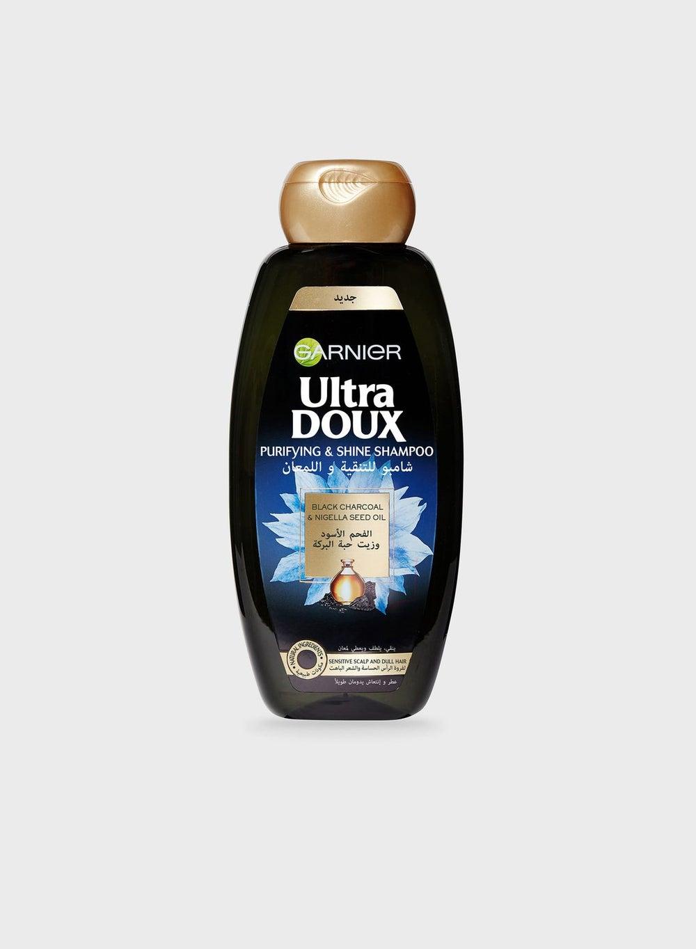 Garnier Ultra Doux Charcoal & Nigella Shine Shampoo 400Ml - Image 1