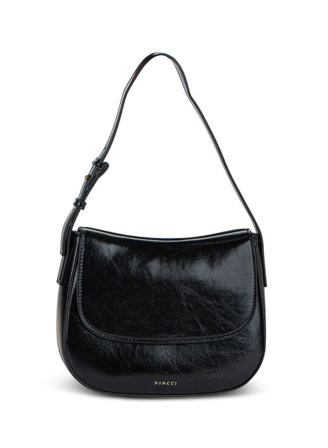 Vincci Black Elegance: Sleek Women's Shoulder Bag - Image 1