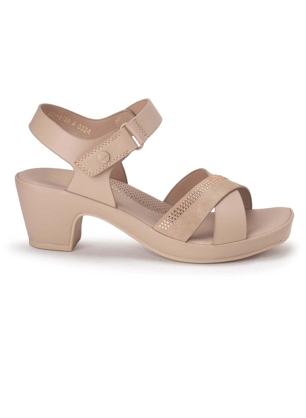 Bata Comfit: Nude Beige Casual Block Heel Sandals - Image 1
