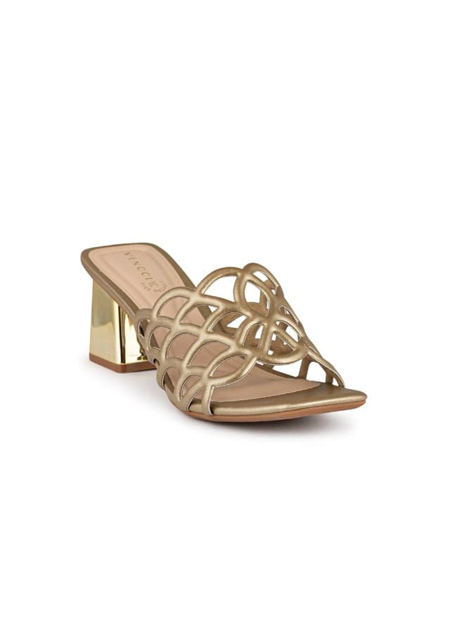 Elegant Vi20441054 Gold One Strap High Heels - Image 1