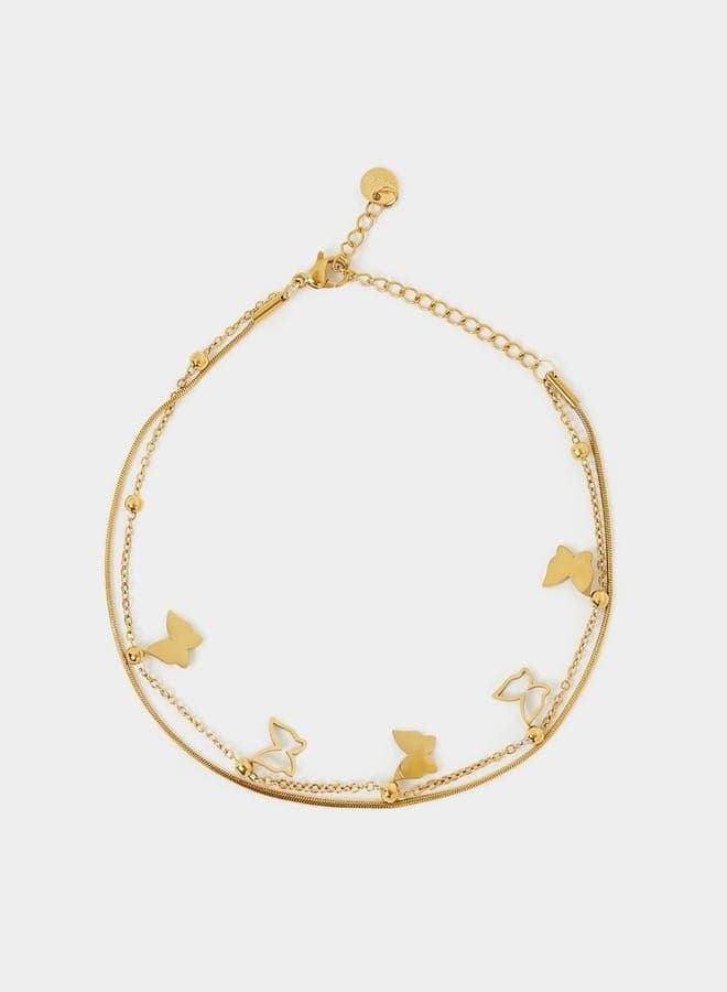Styli Butterfly Drop Double Anklet - Elegance for Every Step - Image 1