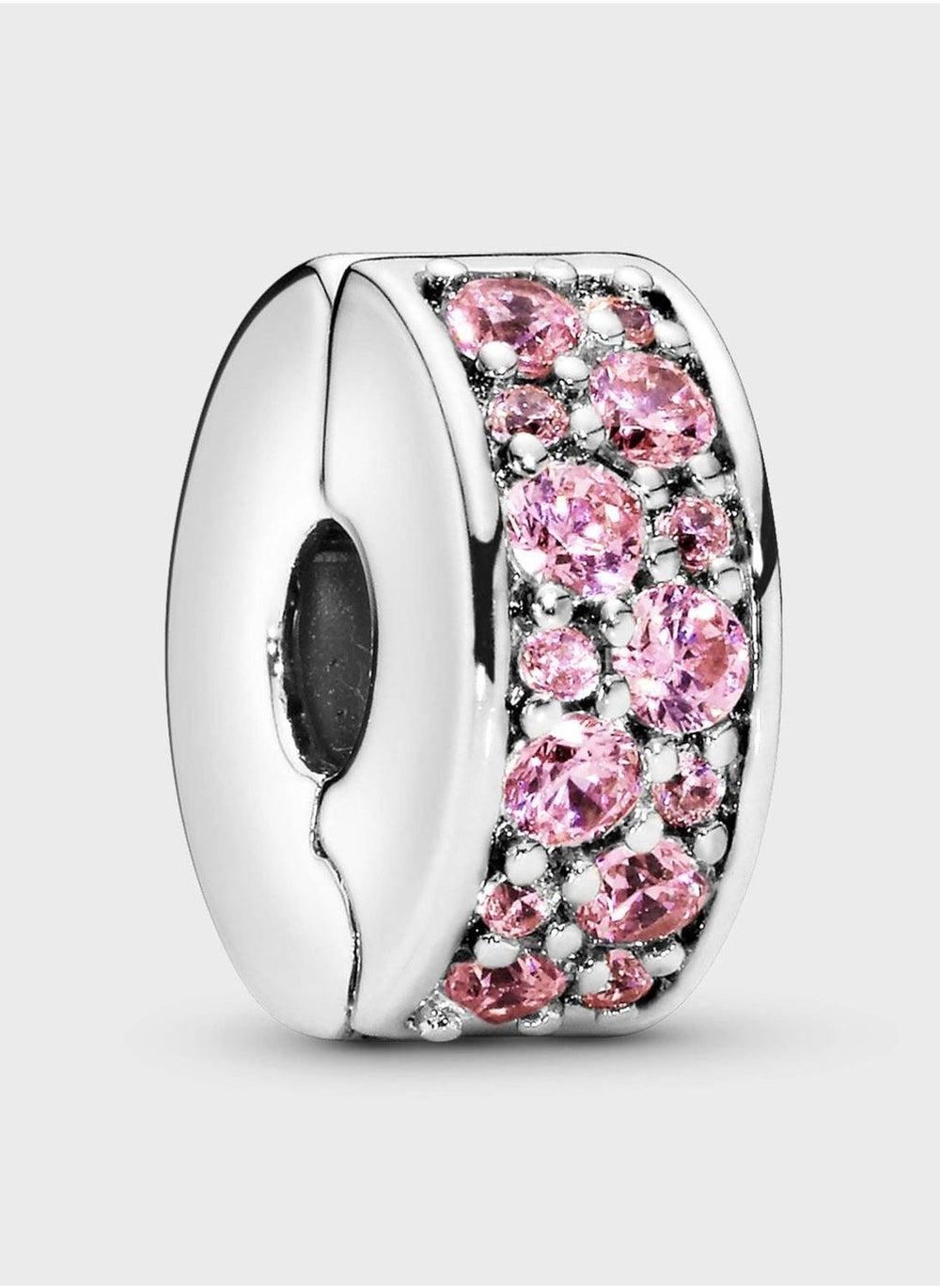 PANDORA Sterling Silver Pink Pavé Clip Charm - Image 1