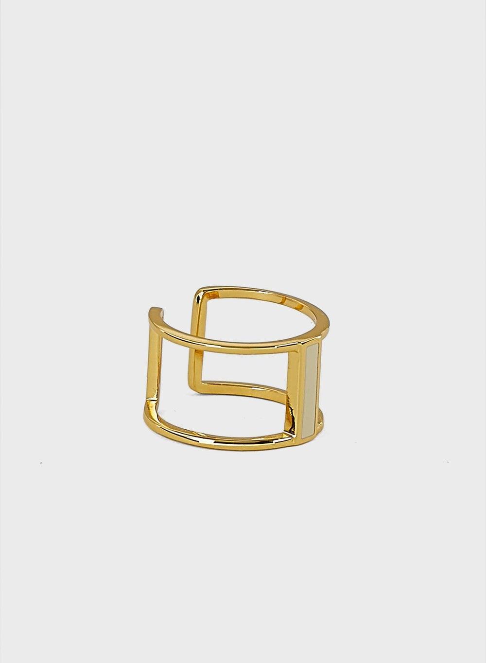 Bangle Up Elegance: Large Adjustable Enamel Ring for Women - Image 1