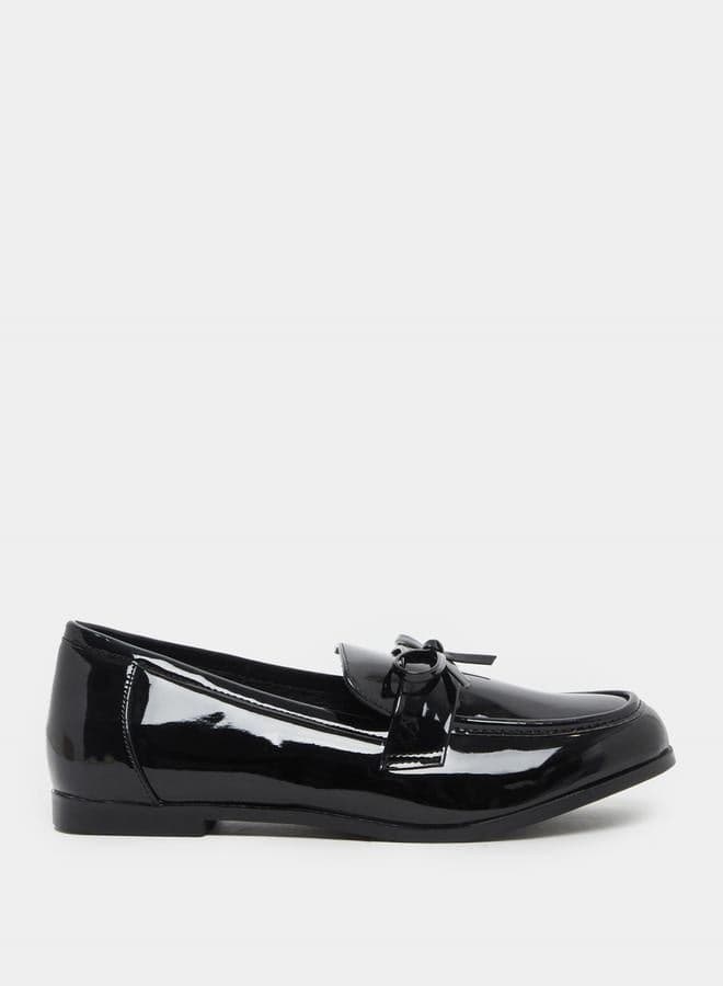 Elegant Styli Bowknot Leather-Effect Loafers - Image 1