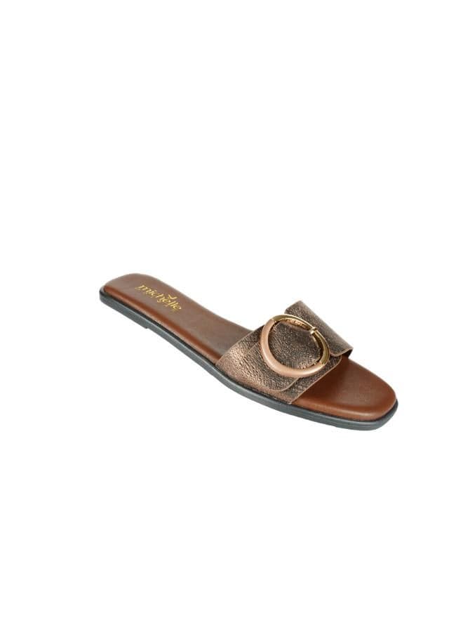Michelle Morgan 092-2781: Elegant Brown Flat Heel Ladies Sandals - Image 1
