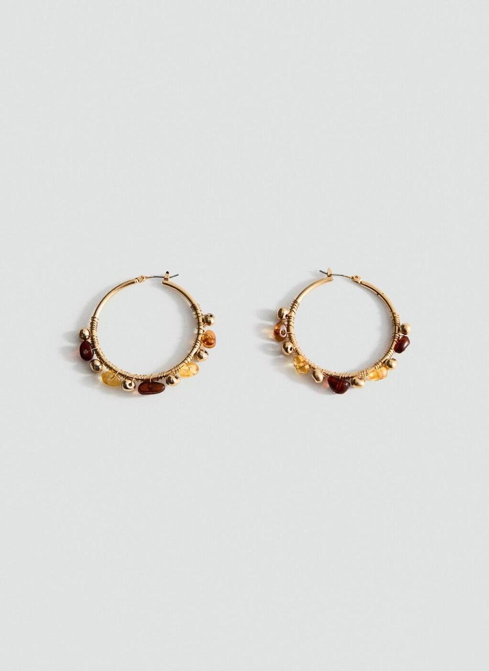 MANGO Chic Bead & Hoop Earrings - Versatile Elegance - Image 1