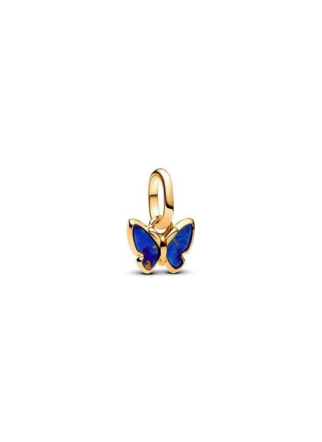 PANDORA Blue Butterfly Mini Dangle Charm - 14k Gold-Plated - Image 1