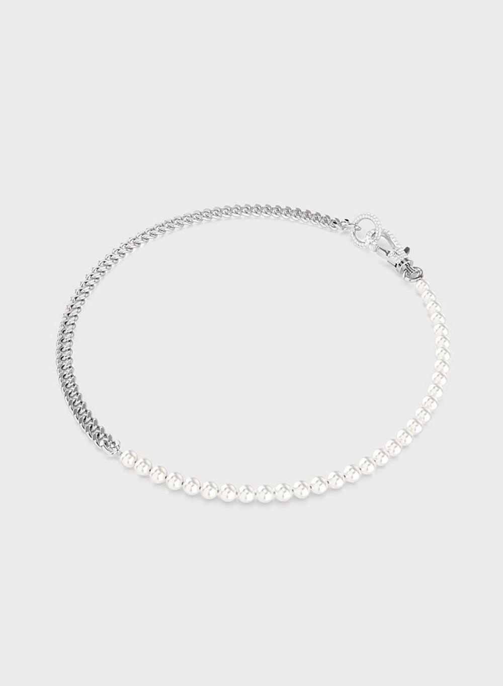 Swarovski Pearl Accented Rhodium Short Necklace - Image 1