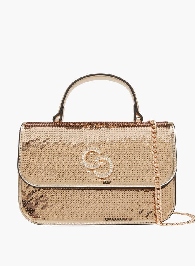 Celeste Embellished Satchel - Chic Button Closure & Chain Strap - Image 1
