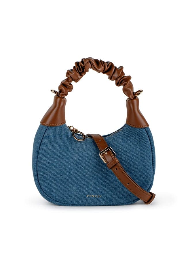 Vincci Blue Elegance: Knotted Shoulder Bag for Women - Image 1