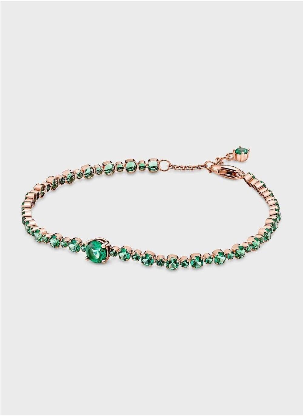 PANDORA Sparkling Pavé Green Crystal Tennis Bracelet - Image 1