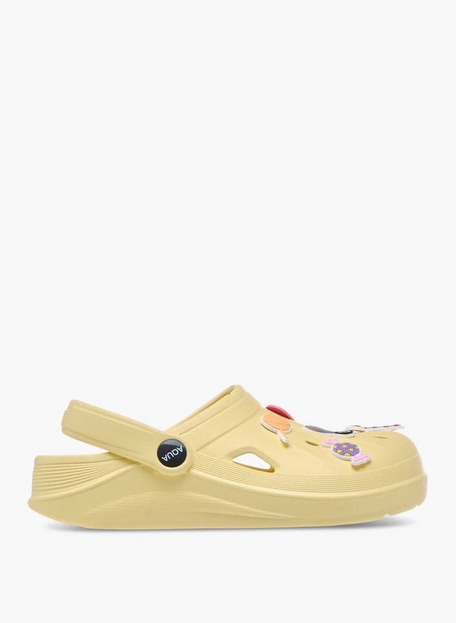 25194Yellow Elegant Applique Clogs for Girls - Image 1