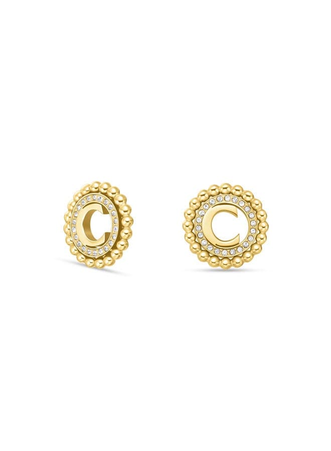 CERRUTI 1881 Bianca Gold-Plated Crystal Studded Earrings - Image 1