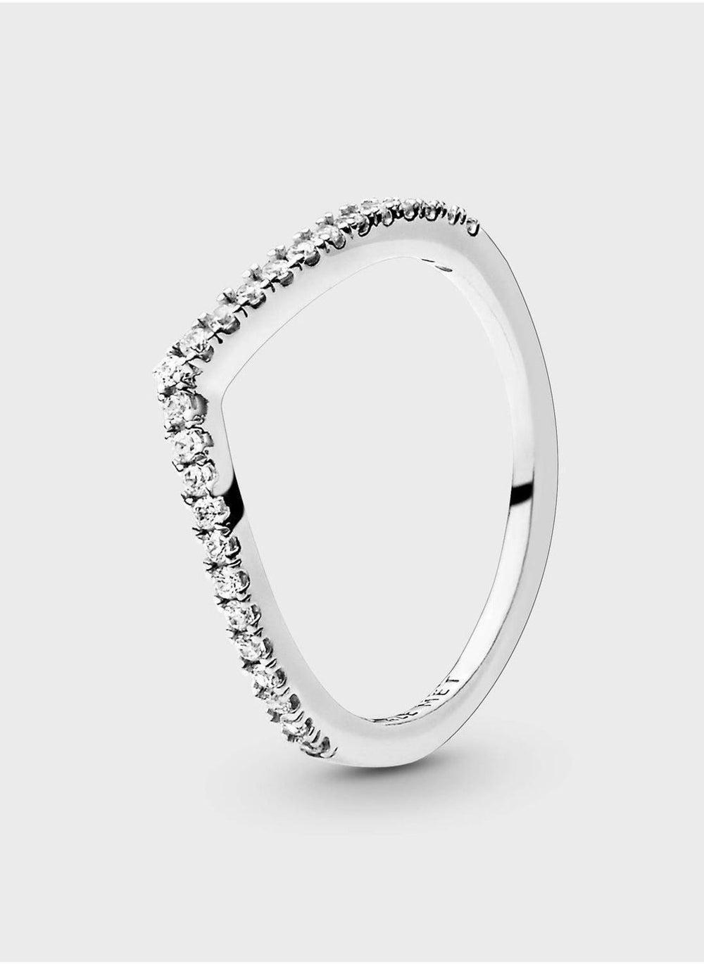 PANDORA Sparkling Wishbone Silver Ring - Image 1