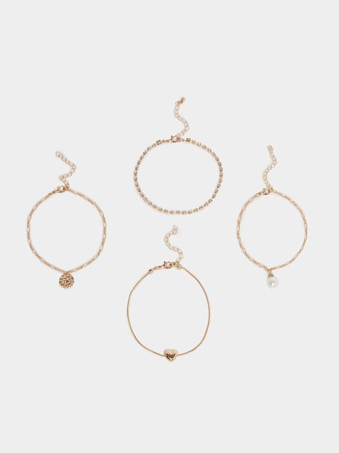 Styli Women’s Embellished Drop Anklet 4-Pack - Image 1