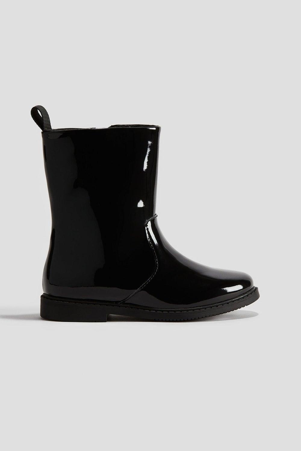 Elegant Black Dark Boots for Girls with Soft Velour Comfort - Image 1