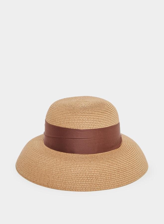 Styli Chic Straw Hat with Elegant Ribbon Detail - Image 1