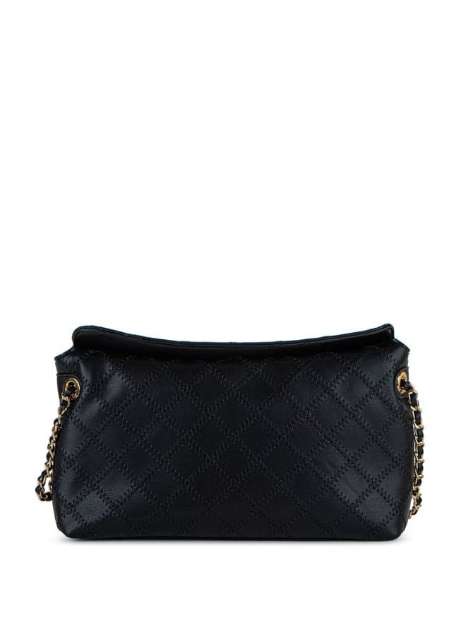 Vincci Black Quilted Shoulder Bag with Elegant Chain Detail - Image 1